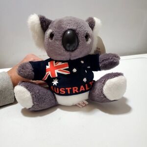 Australia‎ Koala Bear Wearing Australian Shirt WFlag Toy ● Gray Plush Stuffed 6"